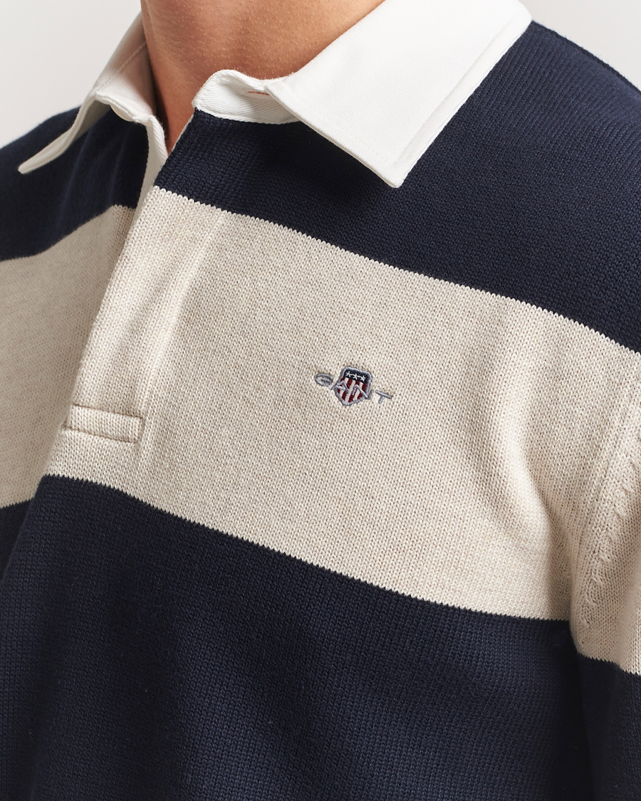 Herren | Pullover | GANT | Knitted Barstriped Rugger Evening Blue