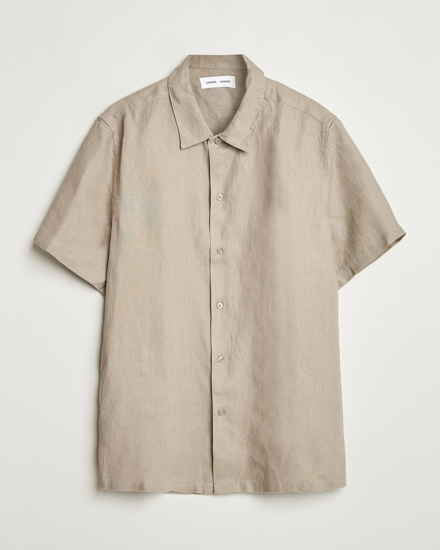 Herren | Hemden | Samsøe Samsøe | Avan Linen Short Sleeve Shirt Greige