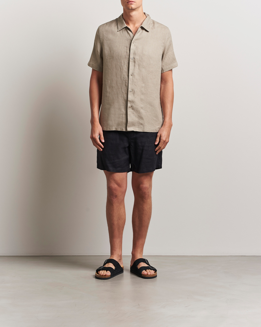 Herren | Hemden | Samsøe Samsøe | Avan Linen Short Sleeve Shirt Greige