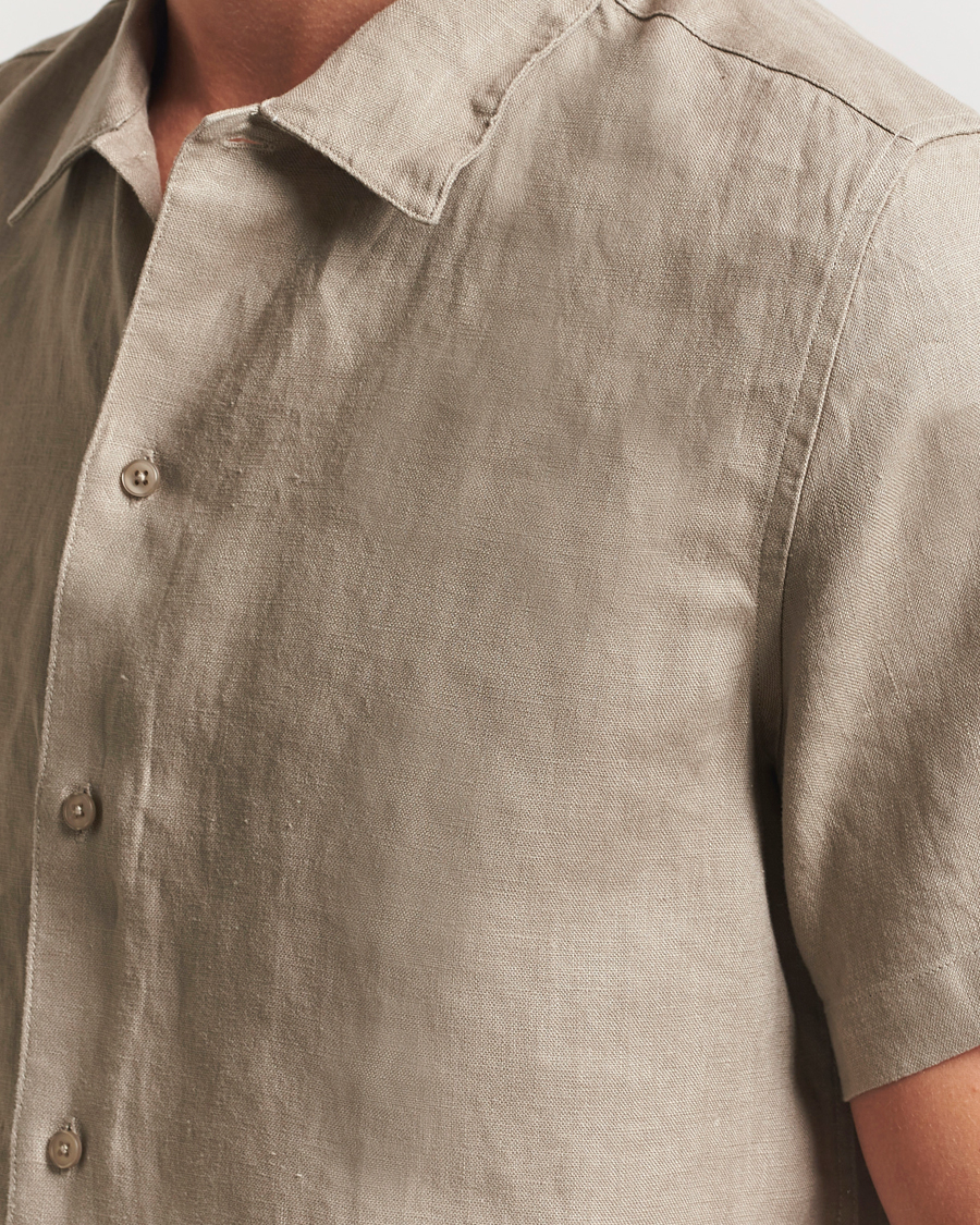 Herren | Hemden | Samsøe Samsøe | Avan Linen Short Sleeve Shirt Greige