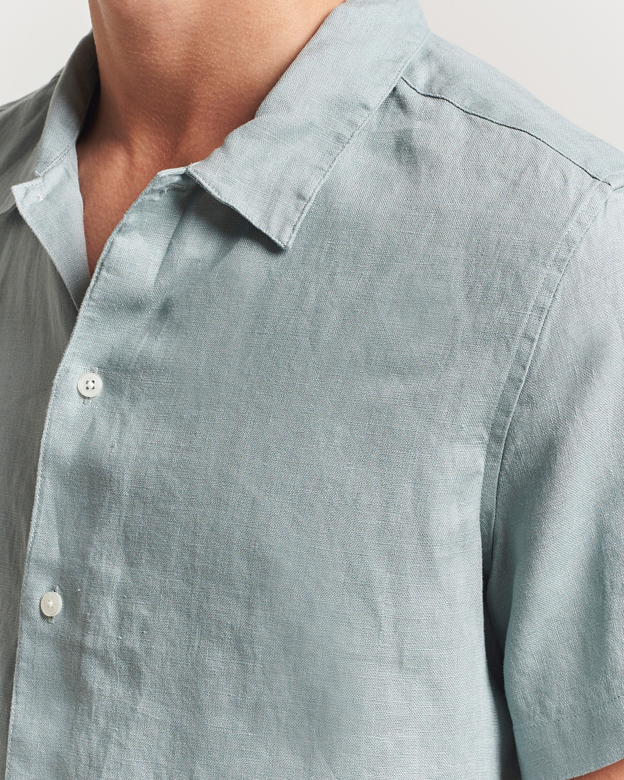 Herren | Hemden | Samsøe Samsøe | Avan Linen Short Sleeve Shirt Abyss Green