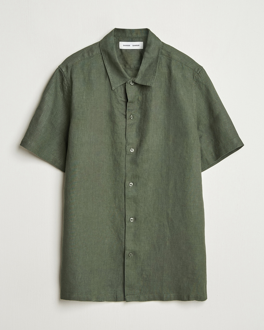 Herren | Hemden | Samsøe Samsøe | Avan Linen Short Sleeve Shirt Climbing Ivy