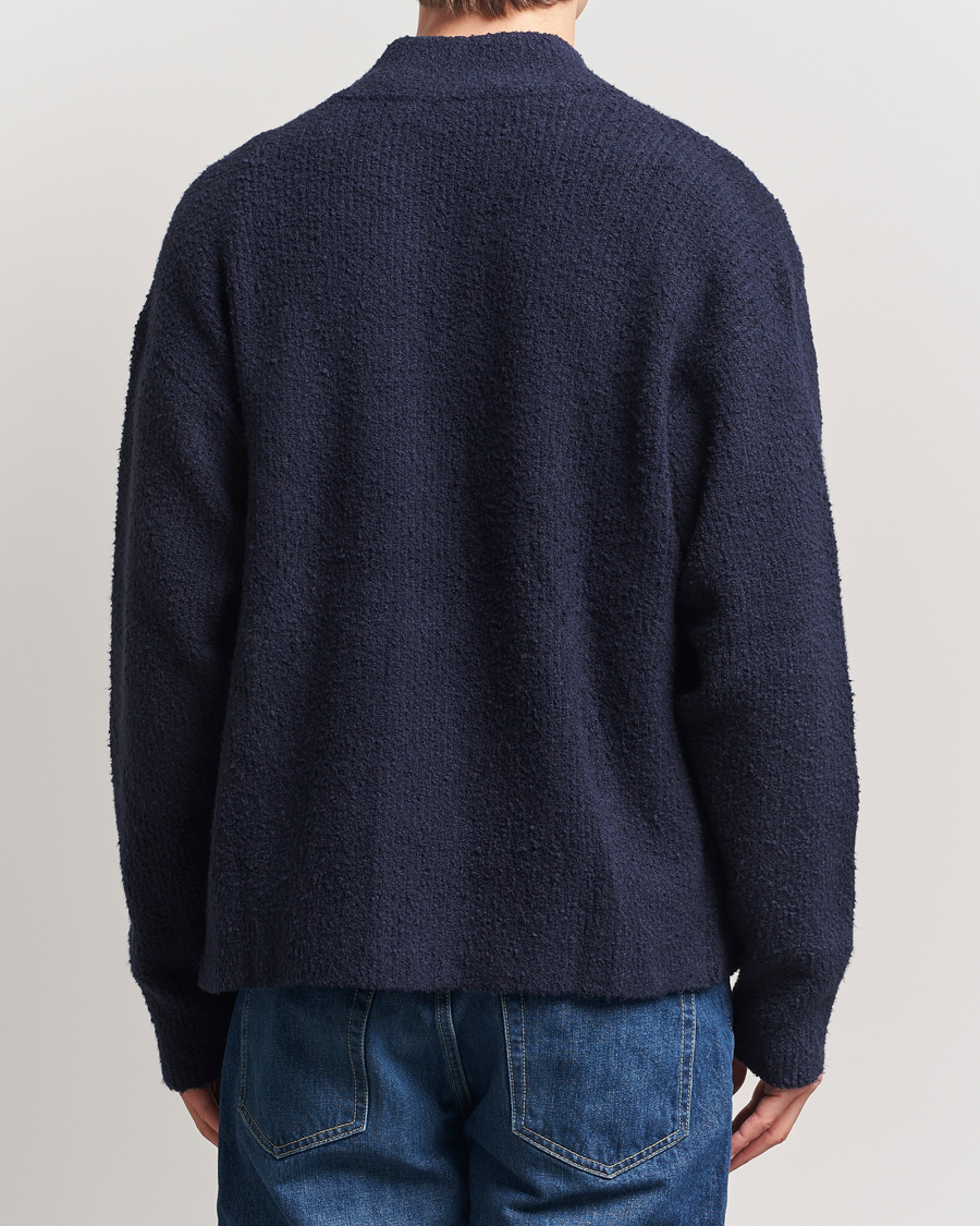 Herren | Pullover | Filippa K | Bouclé Knitted Full Zip Navy