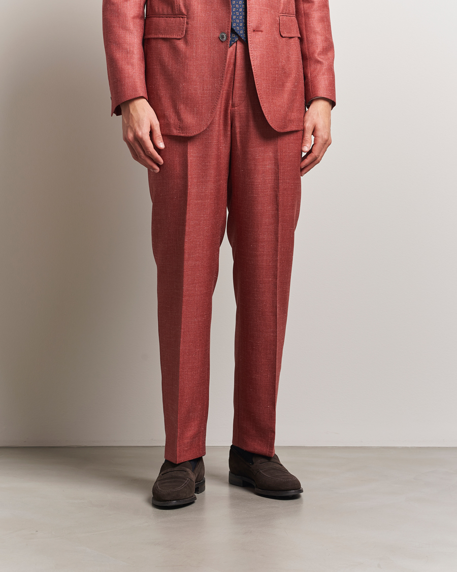 Herren | Hosen | Oscar Jacobson | Del S Wool/Silk/Linen Trousers Red