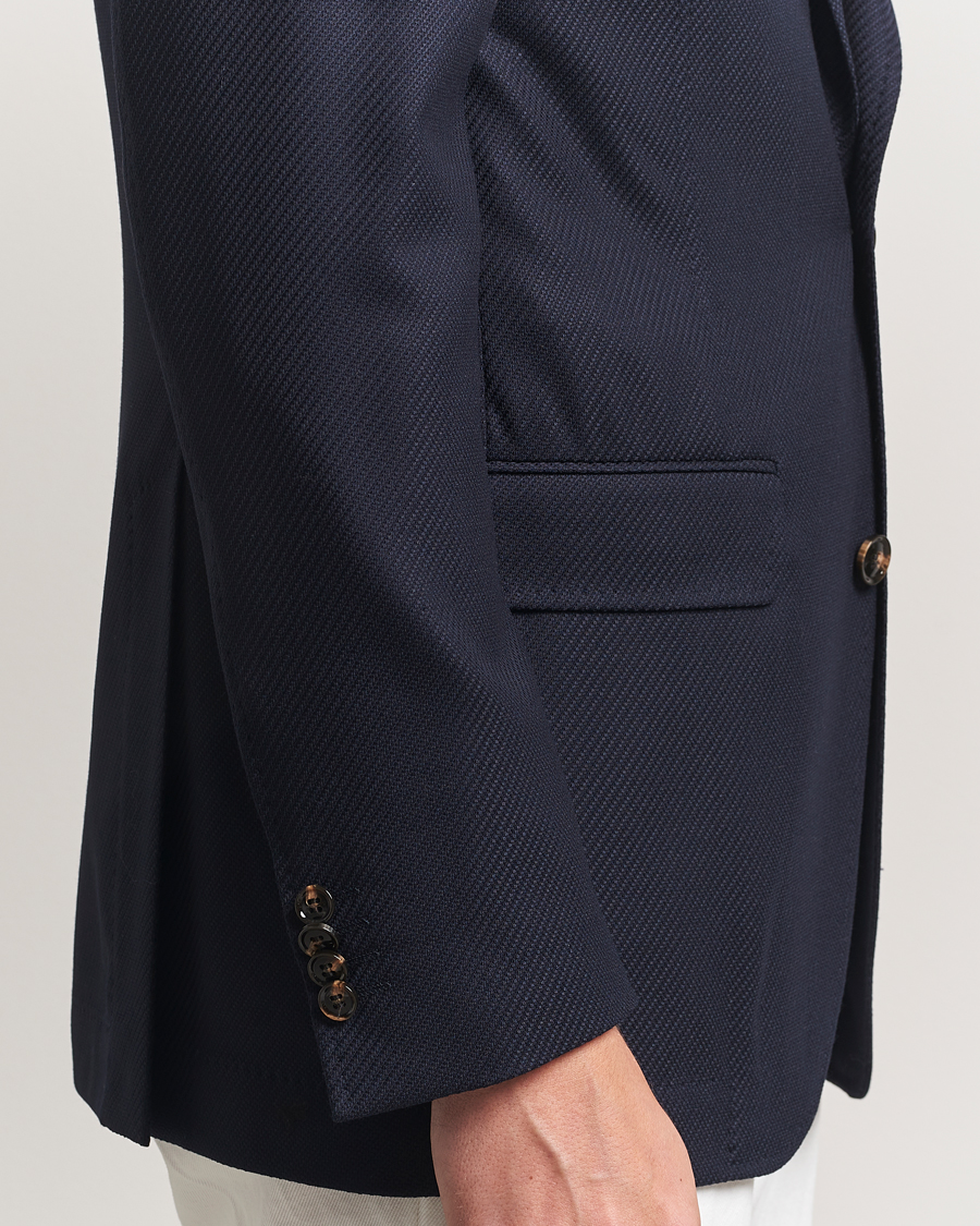 Herren | Sakkos | Oscar Jacobson | Fellow EVO Structured Loro Piana Wool Blazer Navy