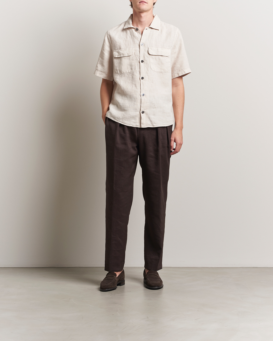 Herren | Hemden | Oscar Jacobson | Reg Fit City Linen Shirt Cream