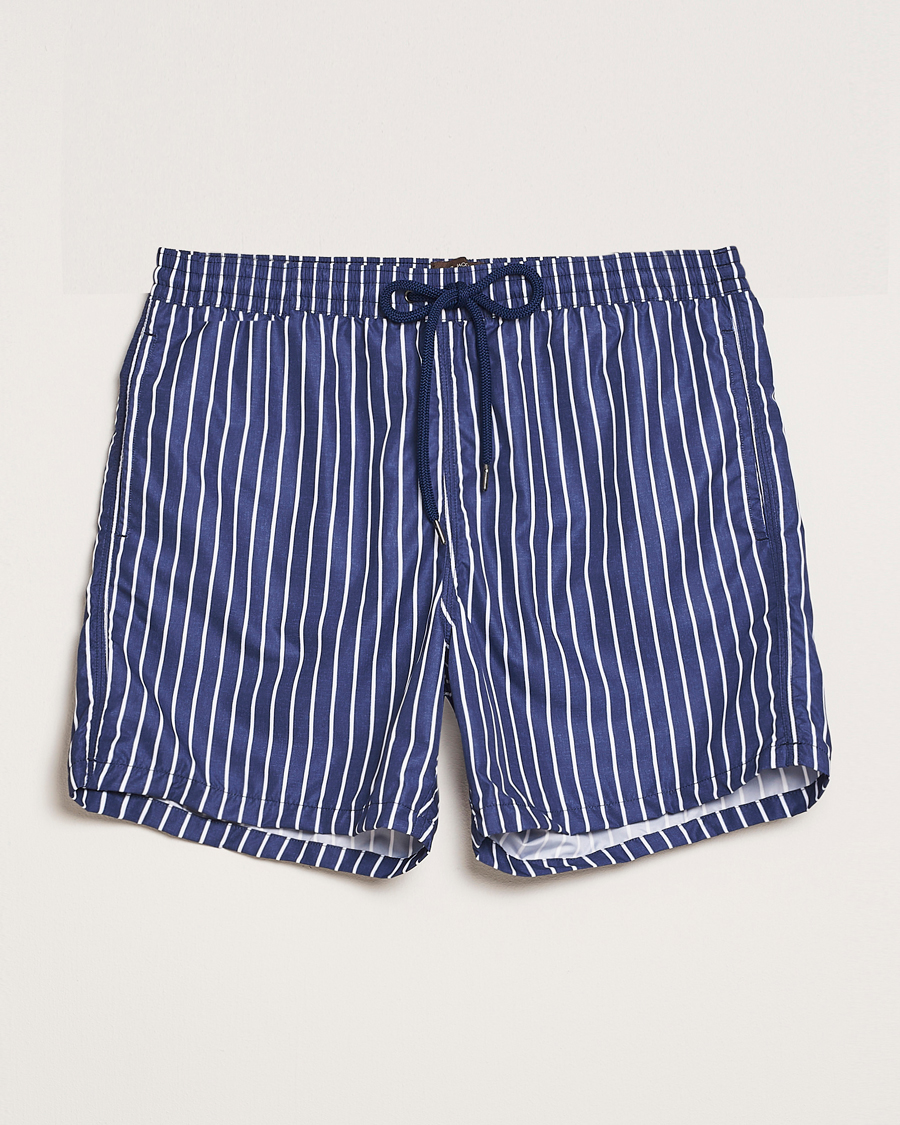 Herren | Badehosen | Oscar Jacobson | Striped Swimshorts Navy