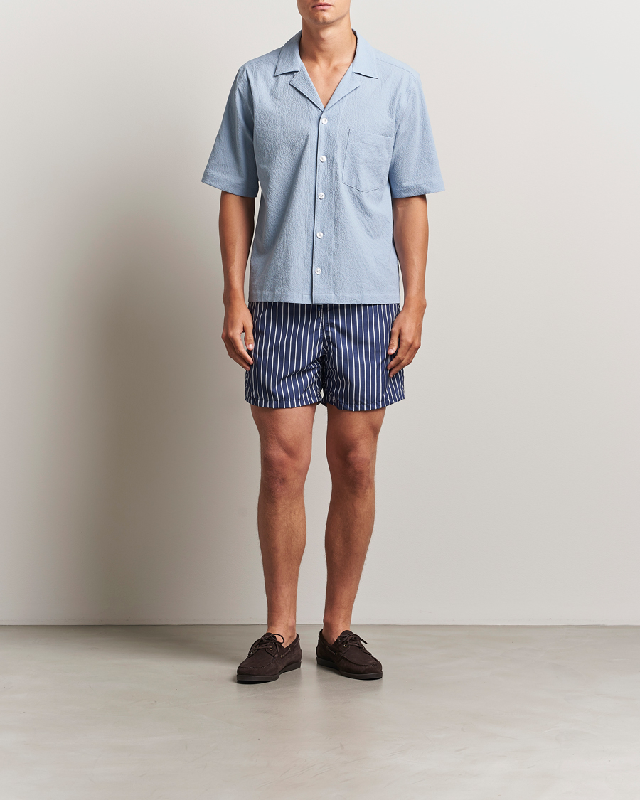 Herren | Badehosen | Oscar Jacobson | Striped Swimshorts Navy