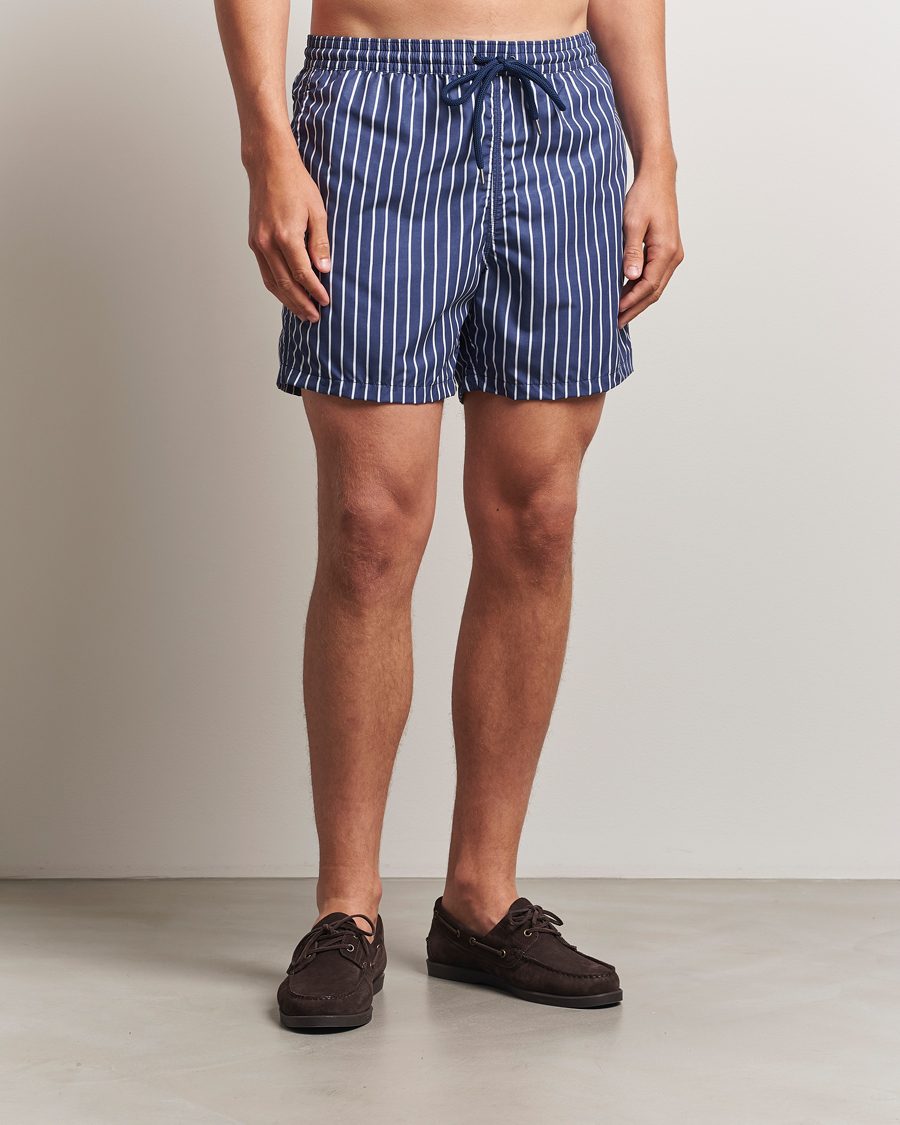 Herren | Badehosen | Oscar Jacobson | Striped Swimshorts Navy