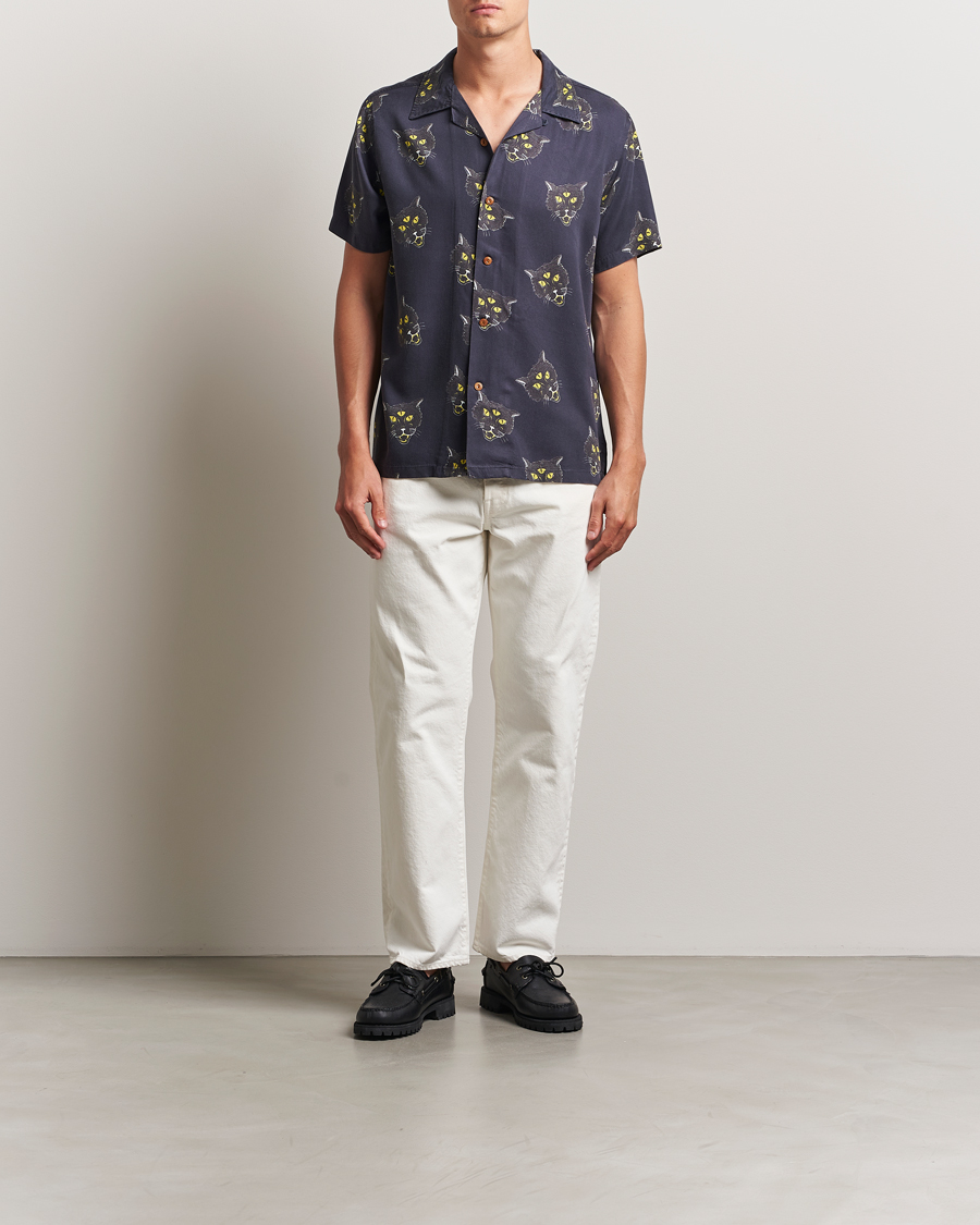 Herren | Hemden | Nudie Jeans | Arvid The Cat Hawaii Shirt Antracite