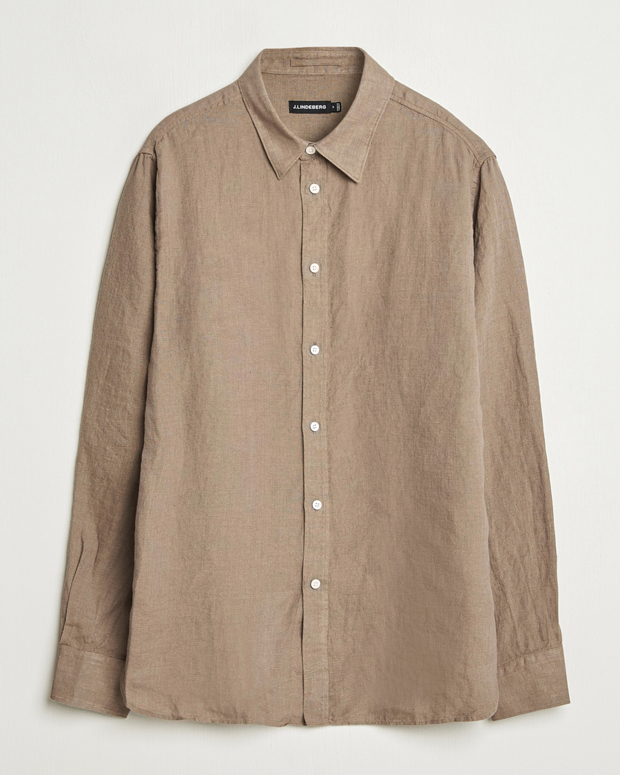 Herren | Hemden | J.Lindeberg | Linen Melange Shirt Nutmeg