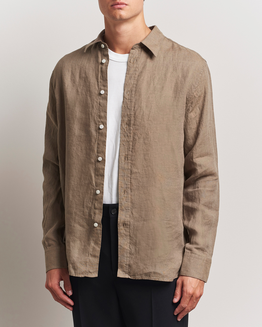 Herren | Hemden | J.Lindeberg | Linen Melange Shirt Nutmeg