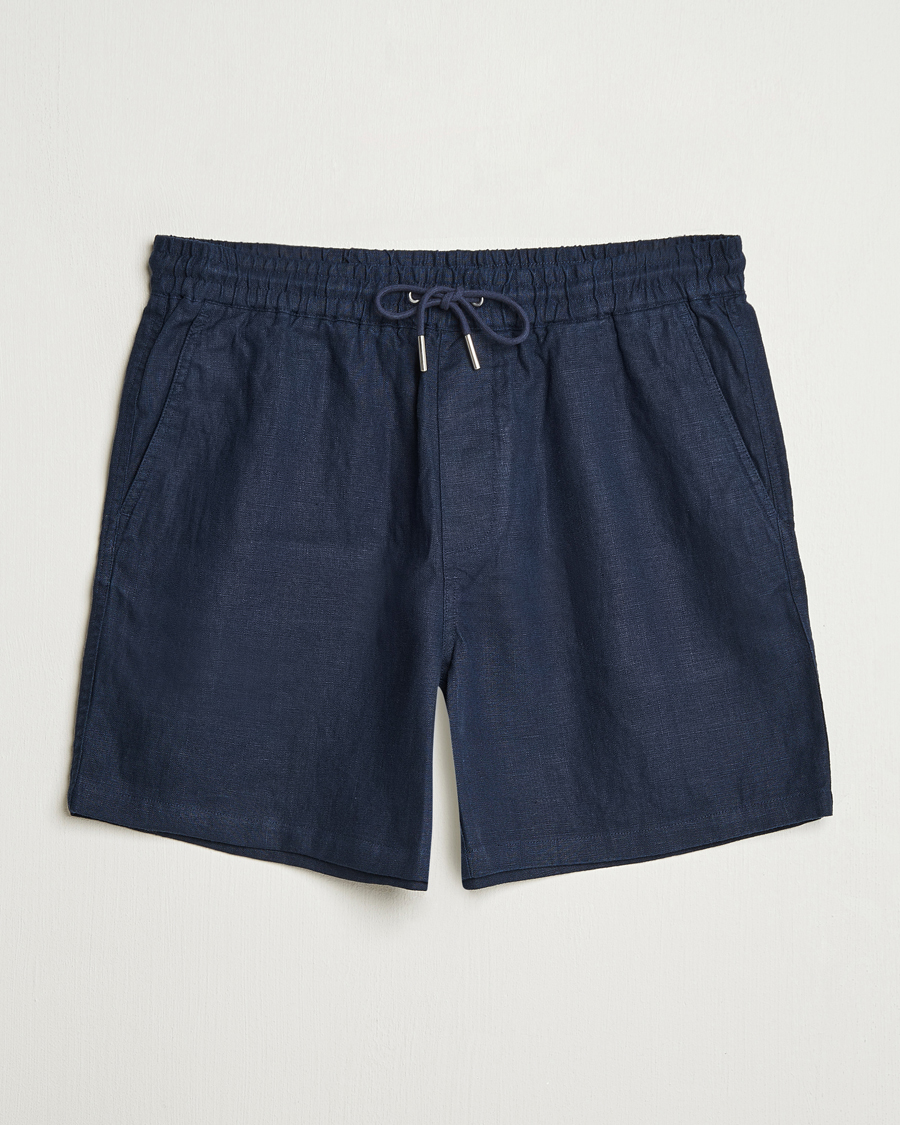 Herren | Shorts | NN07 | Gregor Linen Drawstring Shorts Navy Blue