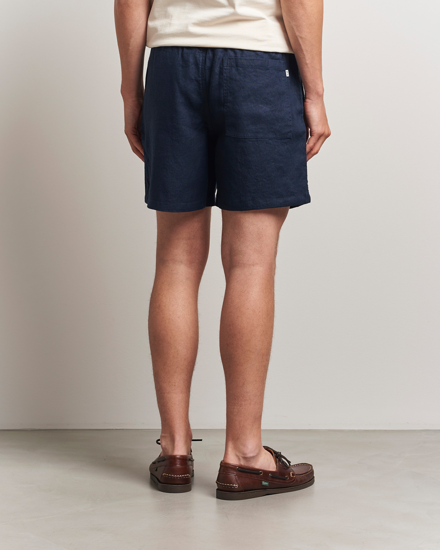 Herren | Shorts | NN07 | Gregor Linen Drawstring Shorts Navy Blue