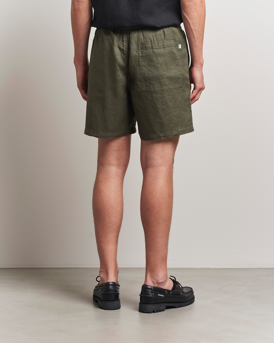 Herren | Shorts | NN07 | Gregor Linen Drawstring Shorts Croc Green