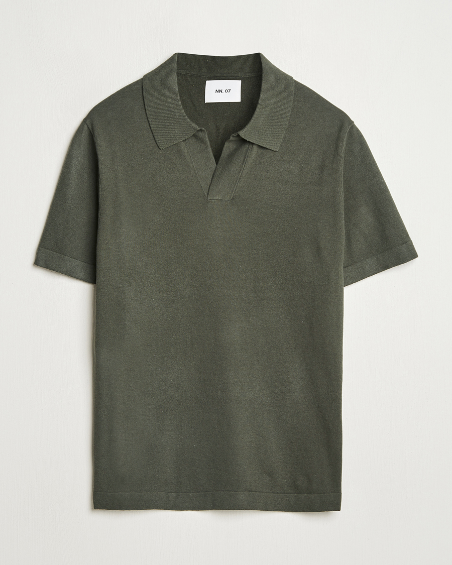 Herren | Poloshirts | NN07 | Ryan Cotton/Linen Polo Croc Green