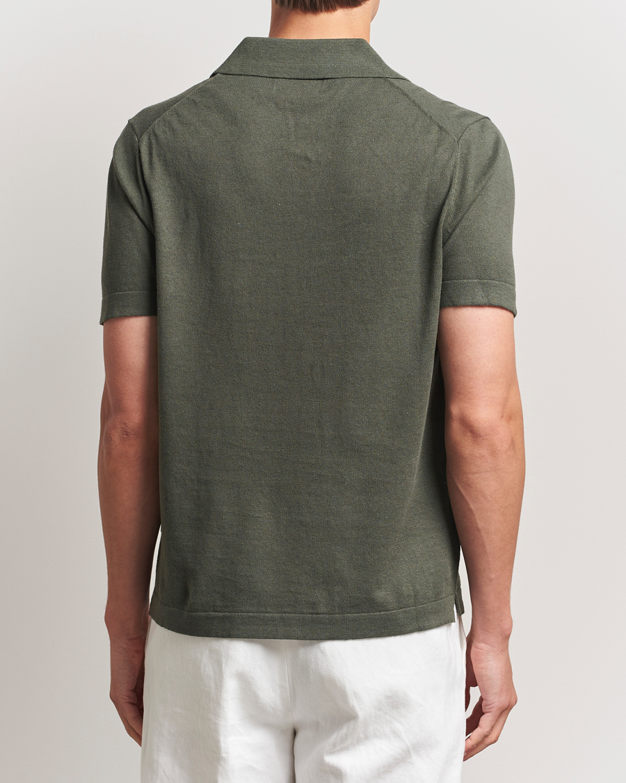 Herren | Poloshirts | NN07 | Ryan Cotton/Linen Polo Croc Green
