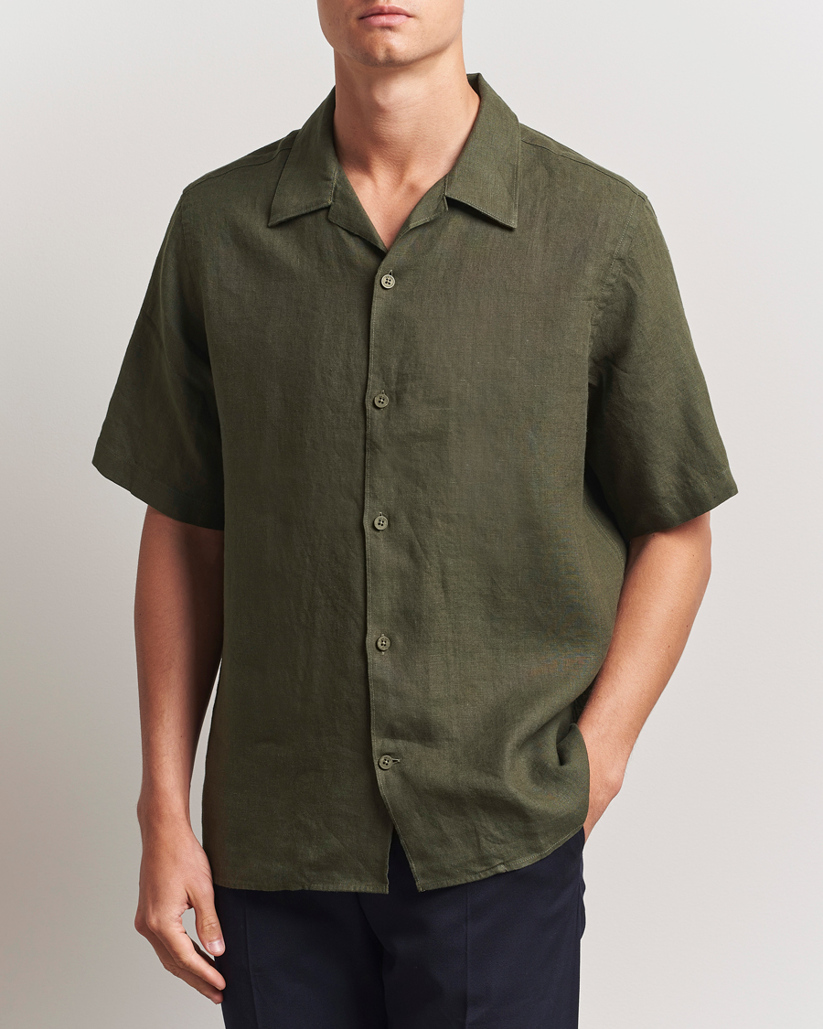 Herren | Hemden | NN07 | Julio Linen Resort Shirt Croc Green