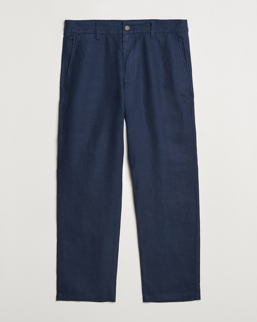 Herren | Hosen | NN07 | Aden Regular Fit Linen Chinos Navy Blue