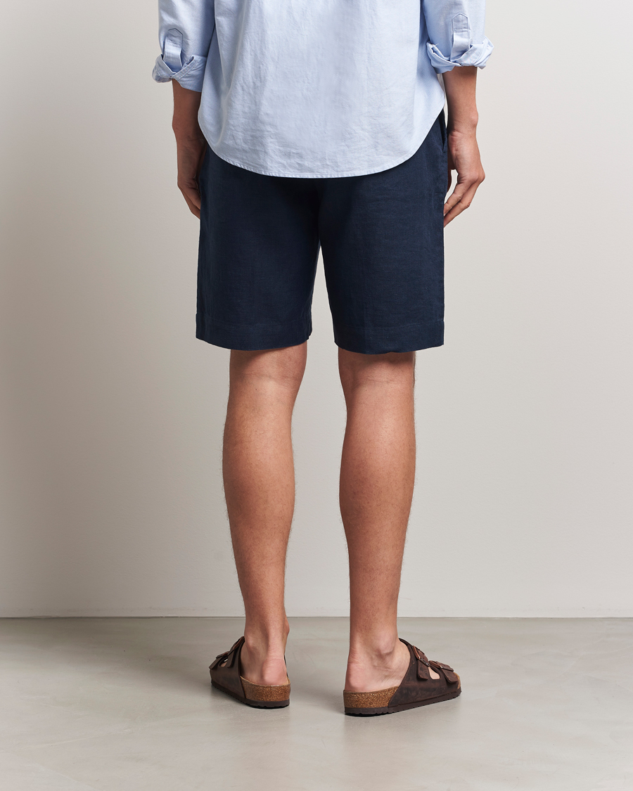 Herren | Shorts | NN07 | Billie Pleated Linen Drawstring Shorts Navy Blue