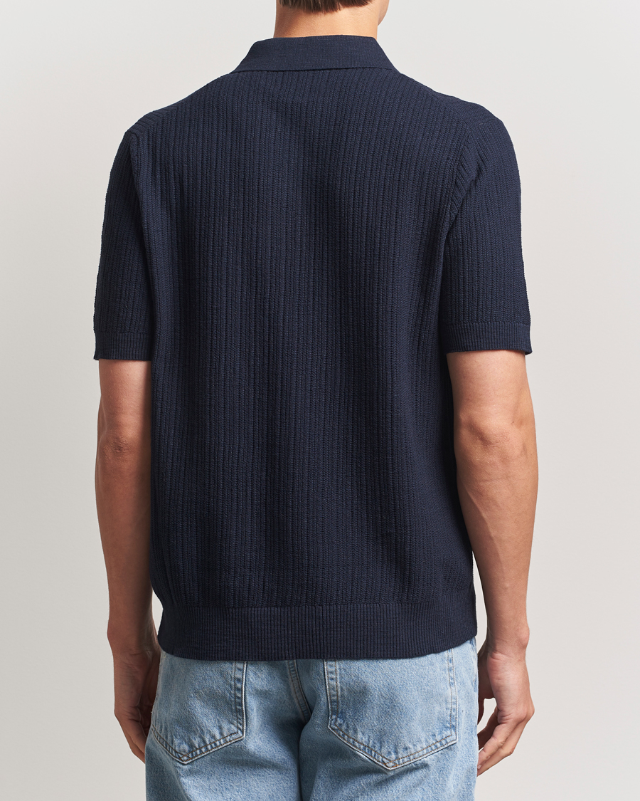 Herren | Hemden | NN07 | Nolan Knitted Short Sleeve Shirt Navy Blue