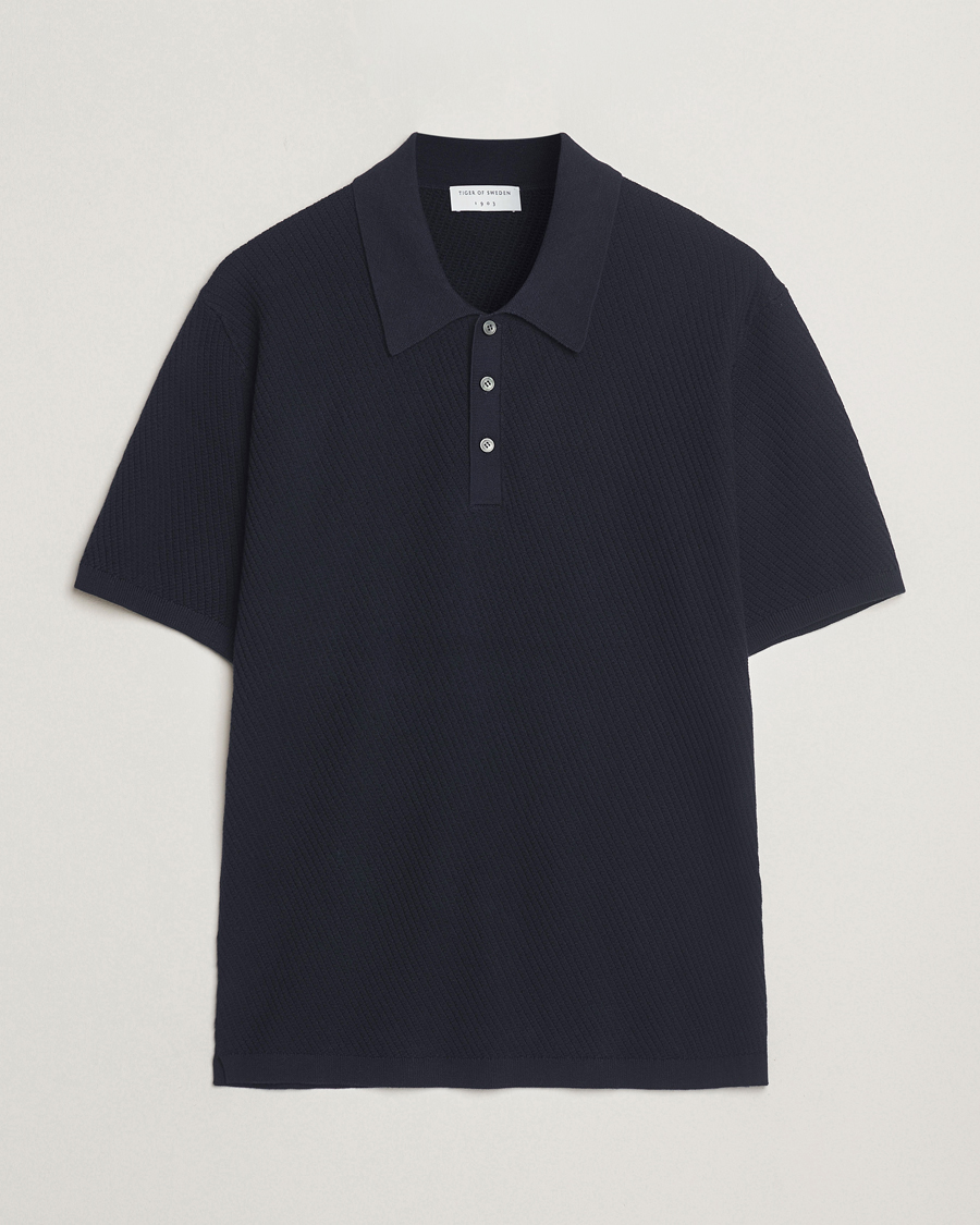 Herren | Poloshirts | Tiger of Sweden | Reid Structured Knitted Polo Bruised Blue