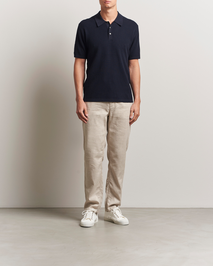 Herren | Poloshirts | Tiger of Sweden | Reid Structured Knitted Polo Bruised Blue