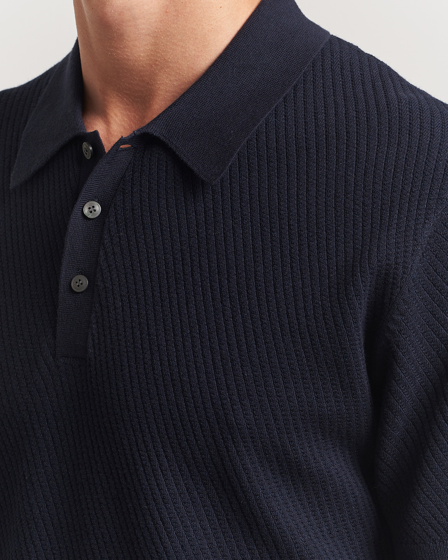 Herren | Poloshirts | Tiger of Sweden | Reid Structured Knitted Polo Bruised Blue