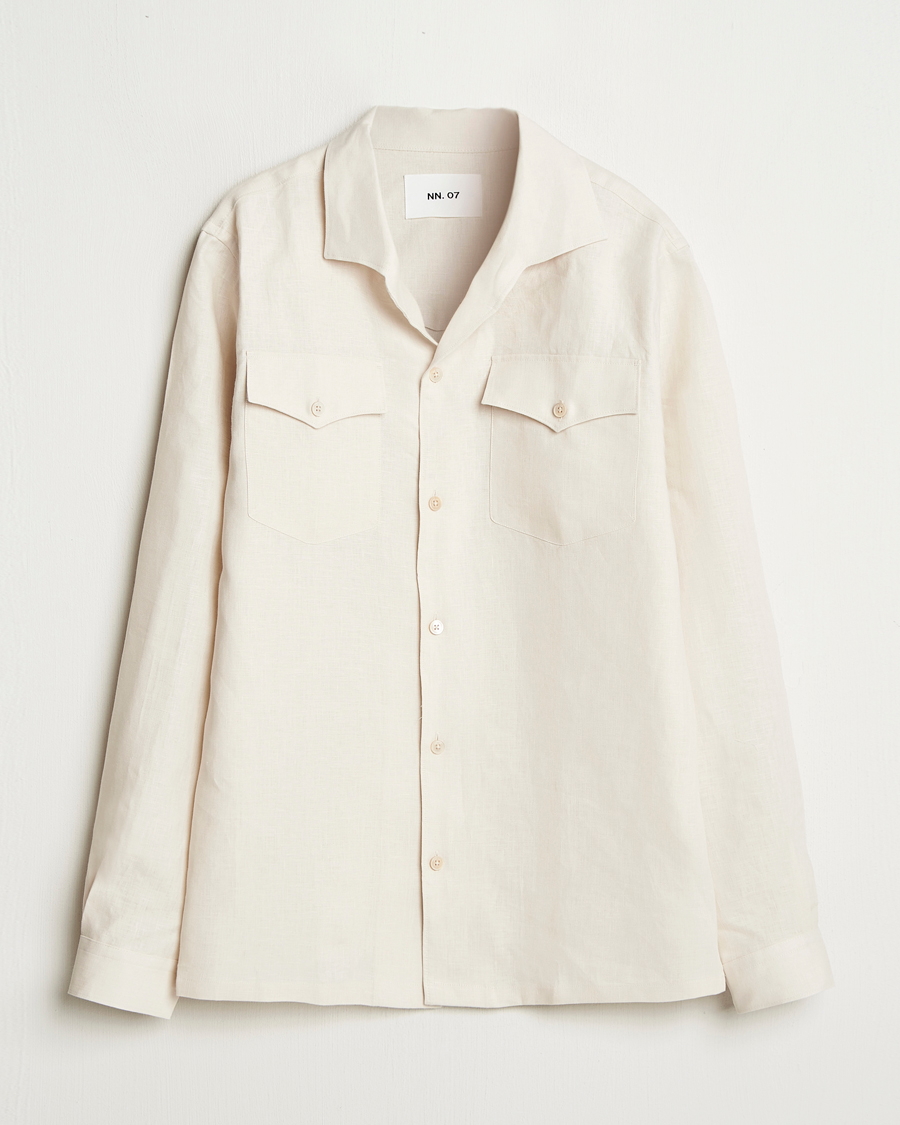 Herren | Hemden | NN07 | Pax Linen Western Shirt Ivory