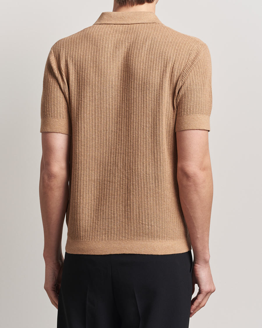 Herren | Pullover | A Day's March | Aspen Structure Short Sleeve Polo Camel