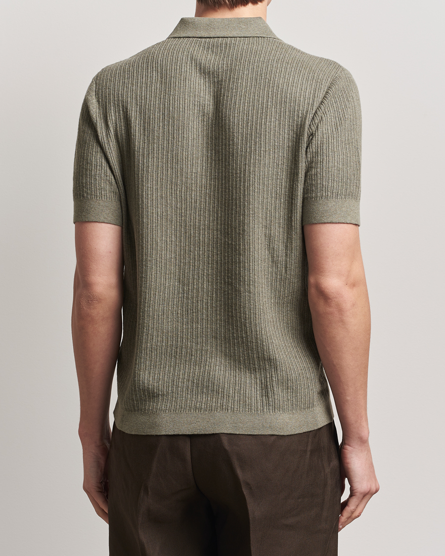 Herren | Pullover | A Day's March | Aspen Structure Short Sleeve Polo Safari Green