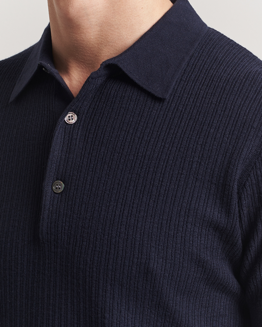 Herren | Pullover | A Day's March | Aspen Structure Short Sleeve Polo Navy