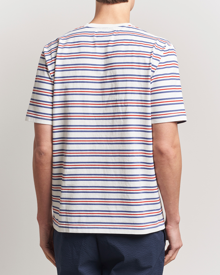 Herren | T-Shirts | BEAMS PLUS | Short Sleeve T-Shirt Blue/Red Stripe