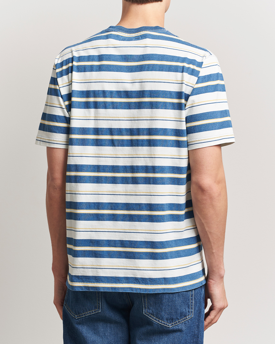 Herren | T-Shirts | BEAMS PLUS | Short Sleeve T-Shirt Blue Indigo Stripe