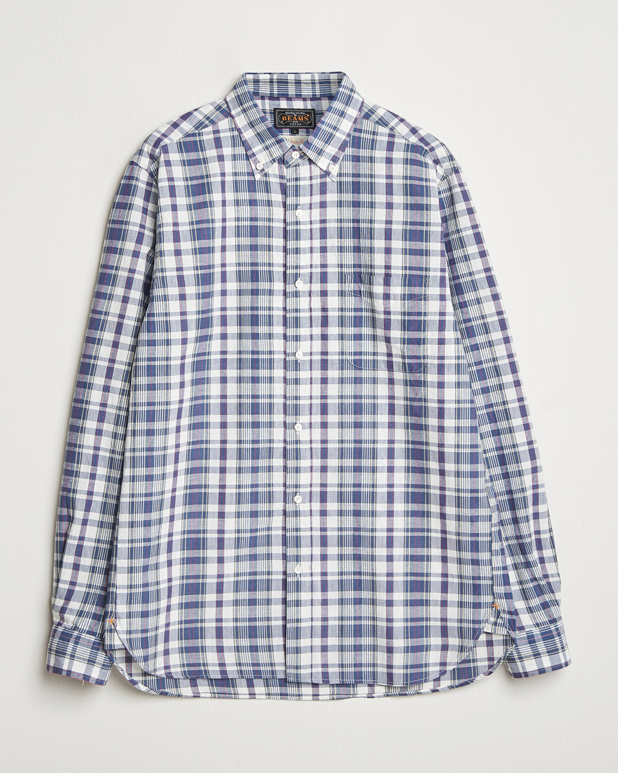 Herren | Hemden | BEAMS PLUS | Madras Button Down Shirt White/Blue