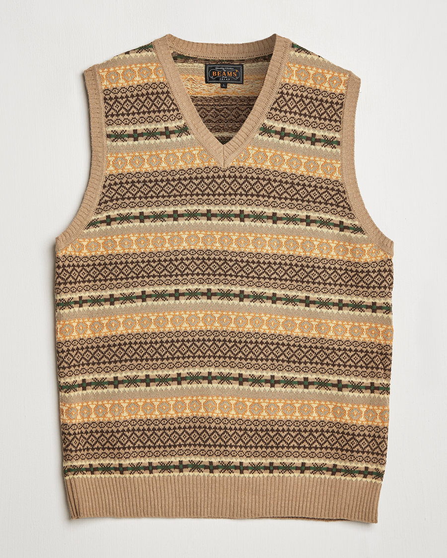 Herren | Pullover | BEAMS PLUS | Fairisle Vest Khaki