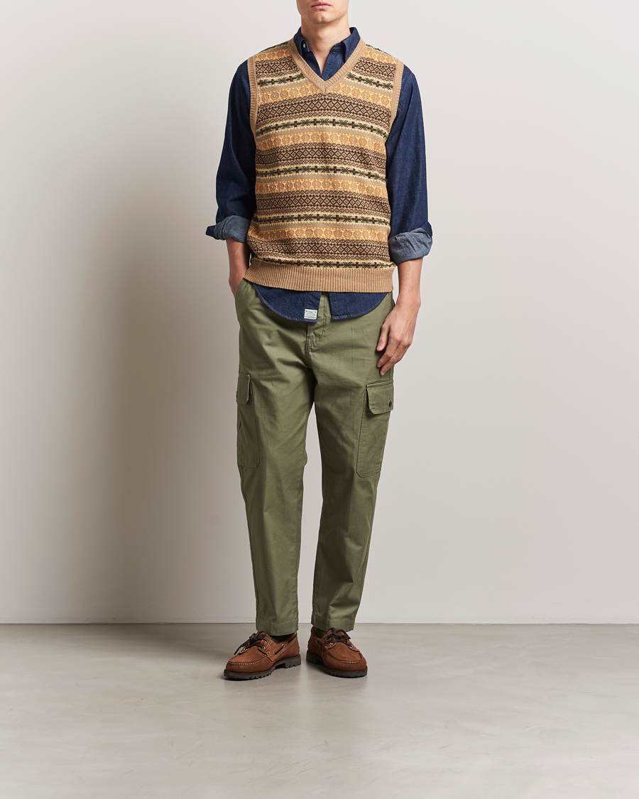 Herren | Pullover | BEAMS PLUS | Fairisle Vest Khaki
