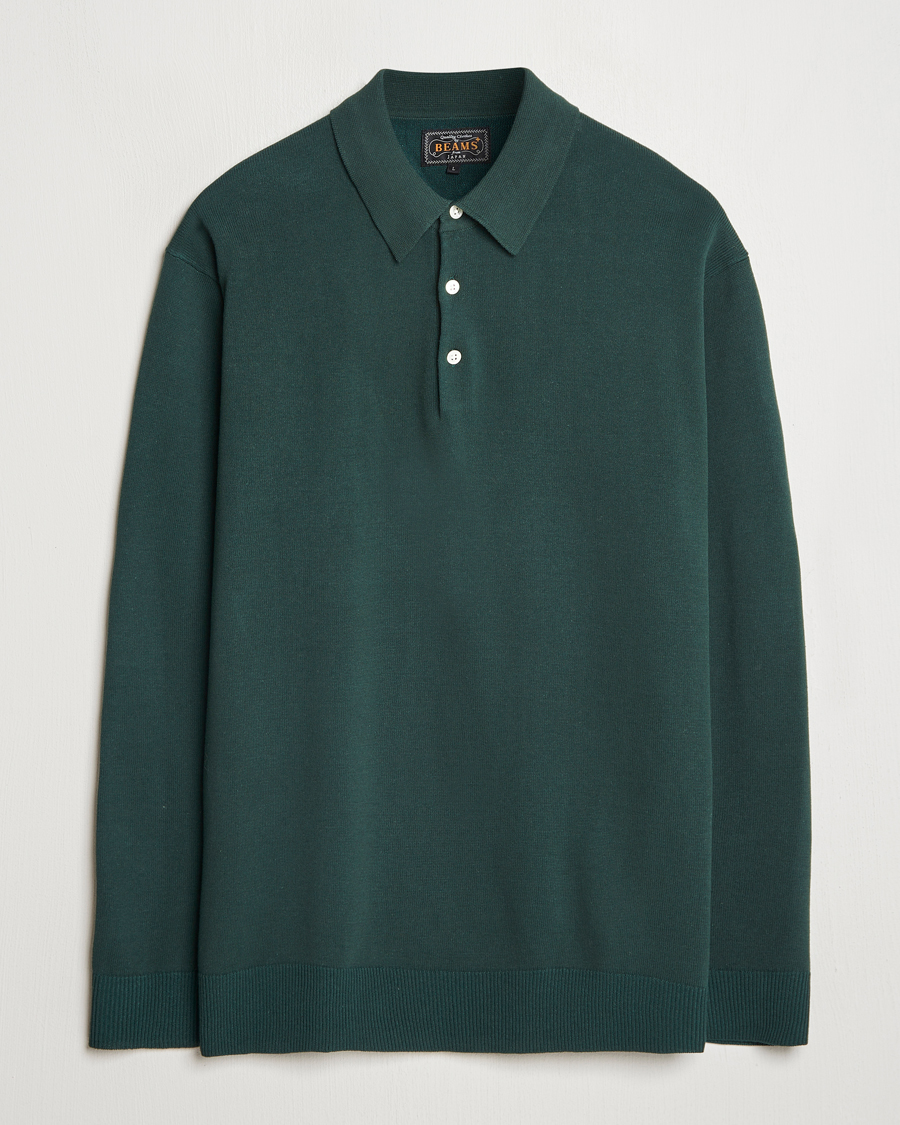 Herren | Pullover | BEAMS PLUS | Long Sleeve 12G Knit Polo Forest Green