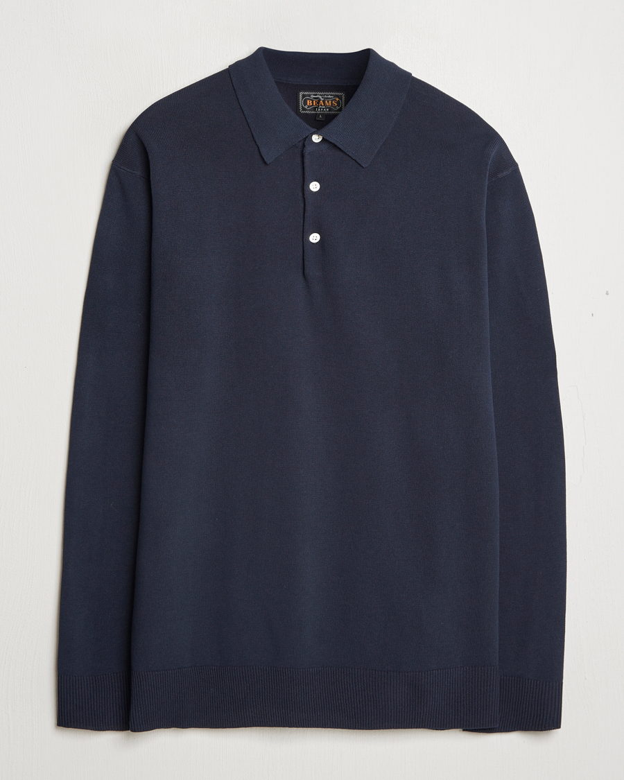 Herren | Pullover | BEAMS PLUS | Long Sleeve 12G Knit Polo Navy