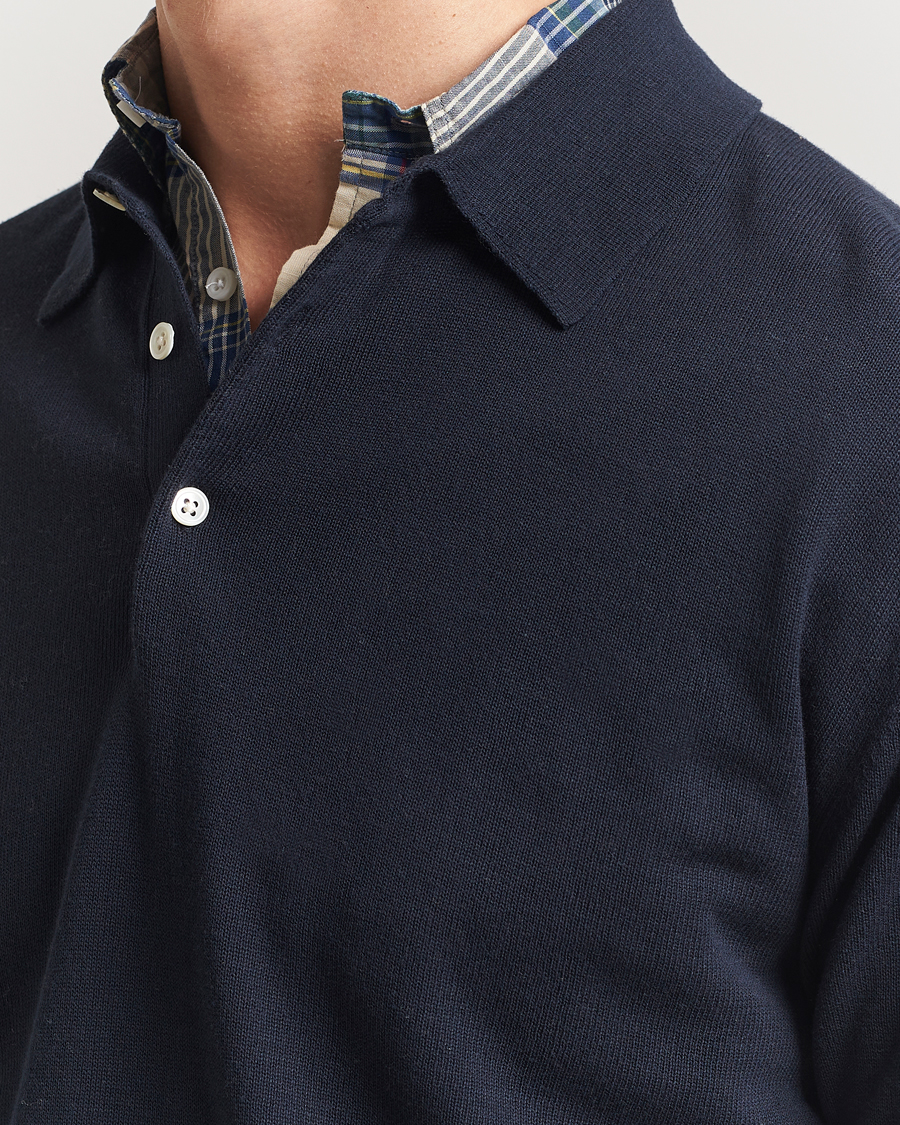 Herren | Pullover | BEAMS PLUS | Long Sleeve 12G Knit Polo Navy