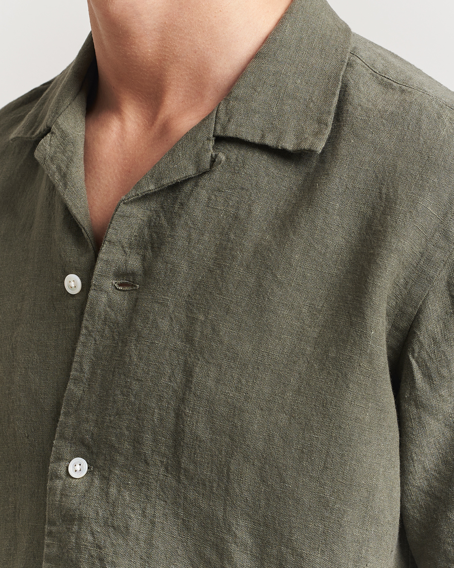 Herren | Hemden | Kamakura Shirts | Heavy Linen Beach Shirt Green