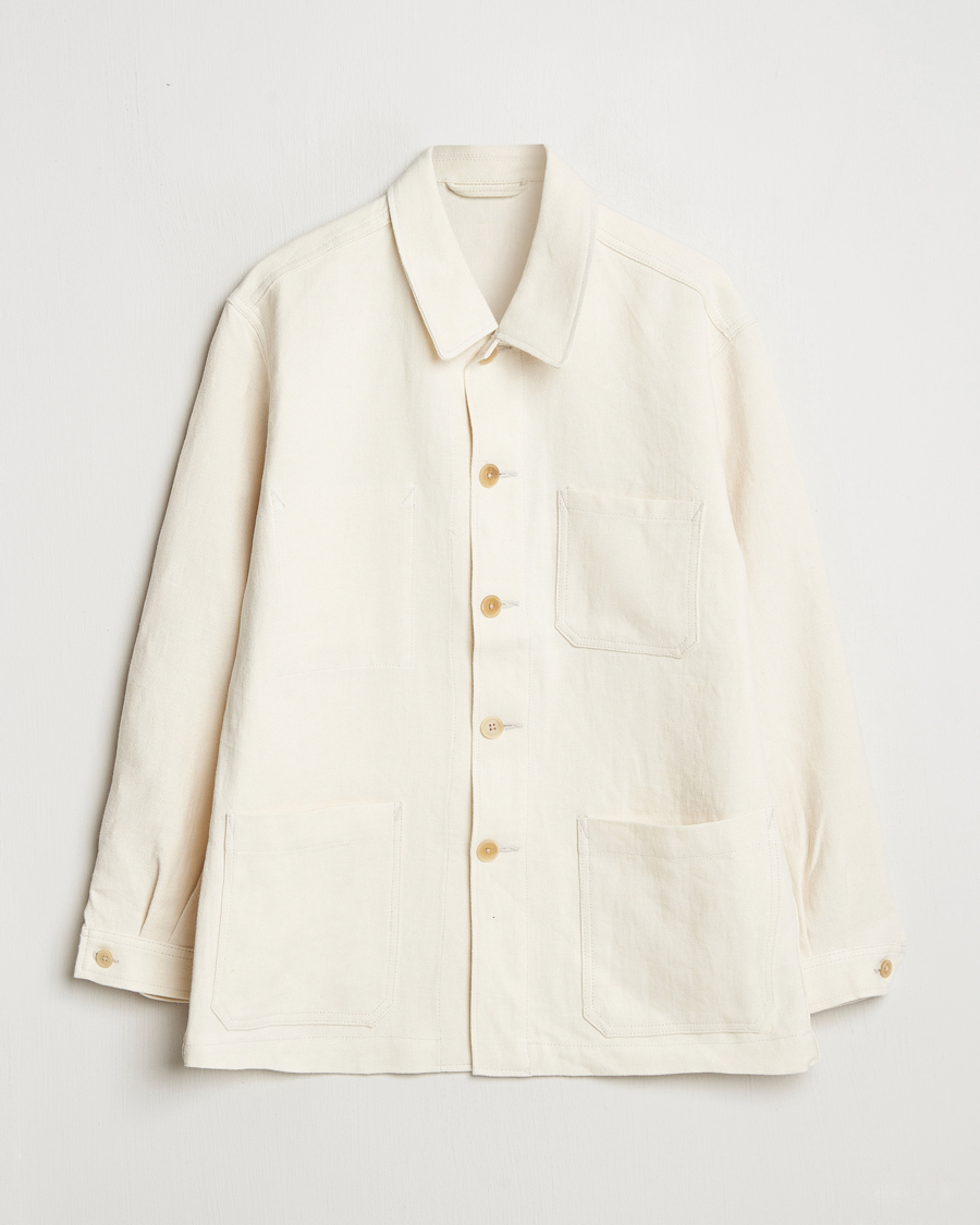 Herren | Jacken | Kamakura Shirts | Linen French Worker Jacket Off White