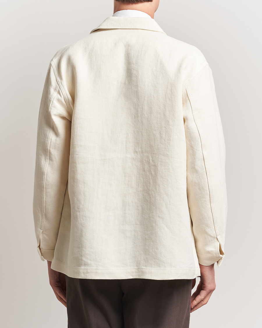Herren | Jacken | Kamakura Shirts | Linen French Worker Jacket Off White