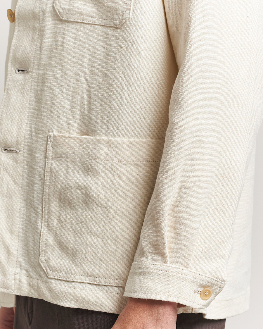 Herren | Jacken | Kamakura Shirts | Linen French Worker Jacket Off White