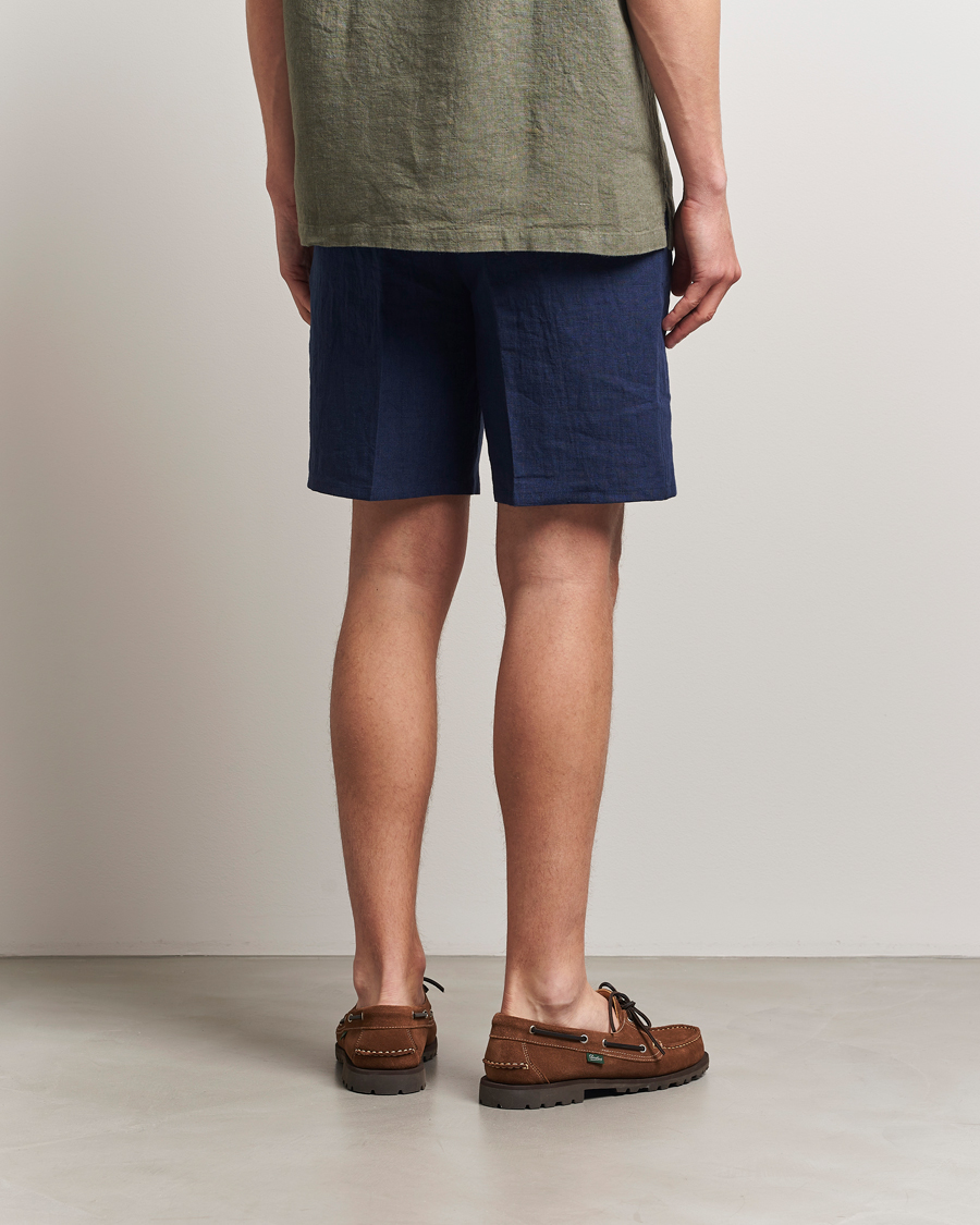 Herren | Shorts | Kamakura Shirts | Pleated Linen Shorts Navy