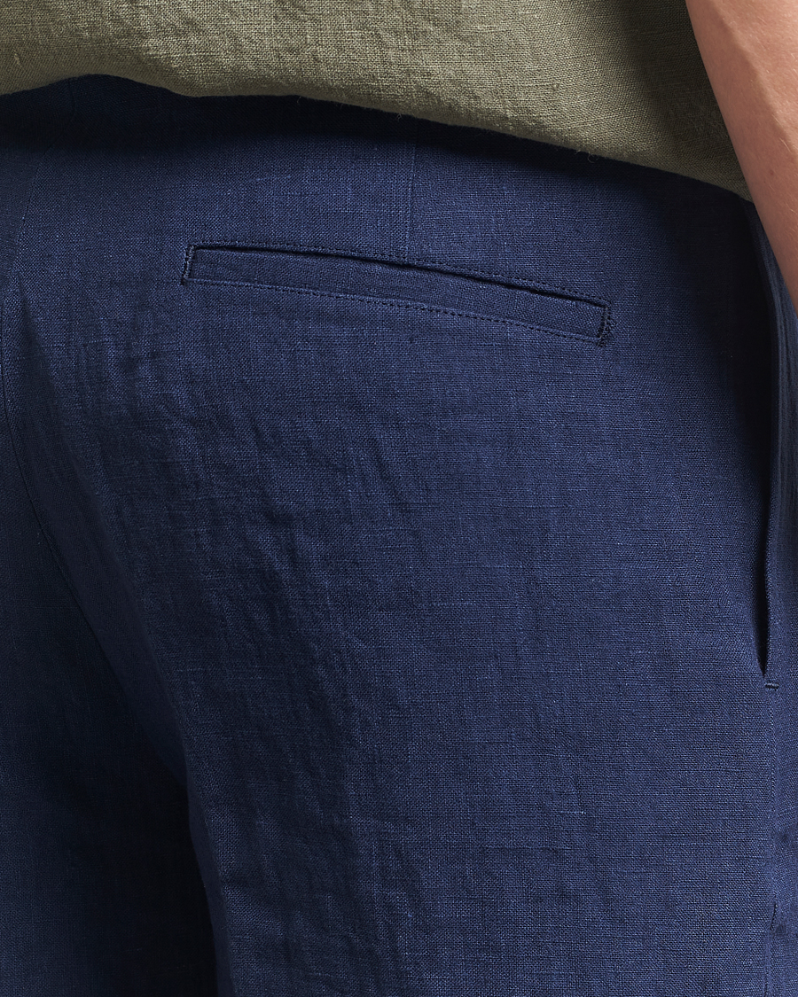 Herren | Shorts | Kamakura Shirts | Pleated Linen Shorts Navy