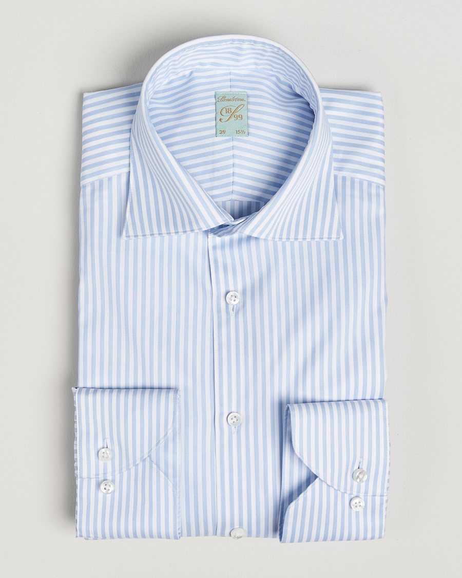 Herren | Hemden | Stenströms | 1899 Striped Cotton Twill Shirt Blue/White