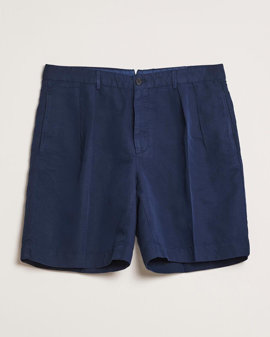 Herren | Shorts | Incotex | Pleated Chinolino Shorts Navy