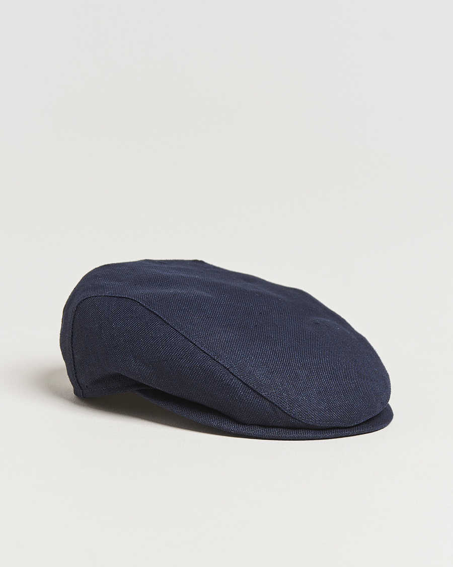 Herren | Hüte & Mützen | Wigéns | Ivy Slim Hopsack Linen Cap Navy