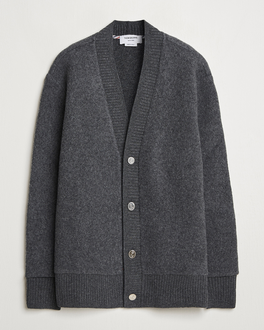 Herren | Pullover | Thom Browne | Wool Fleece Cardigan Charcoal